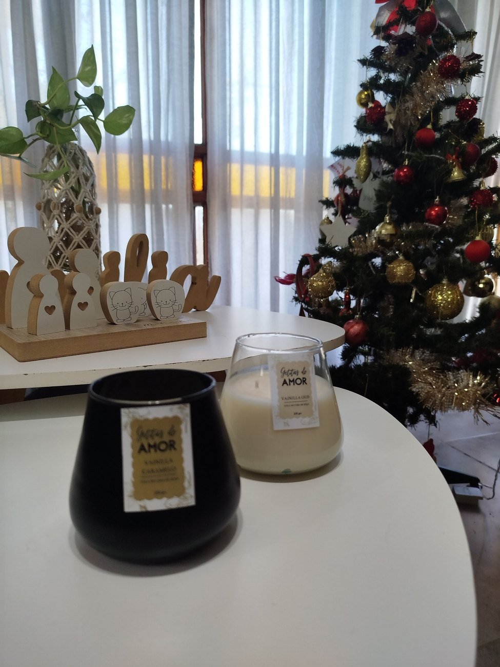 Vela en vaso negro de Gotitas de Amor, foto 3