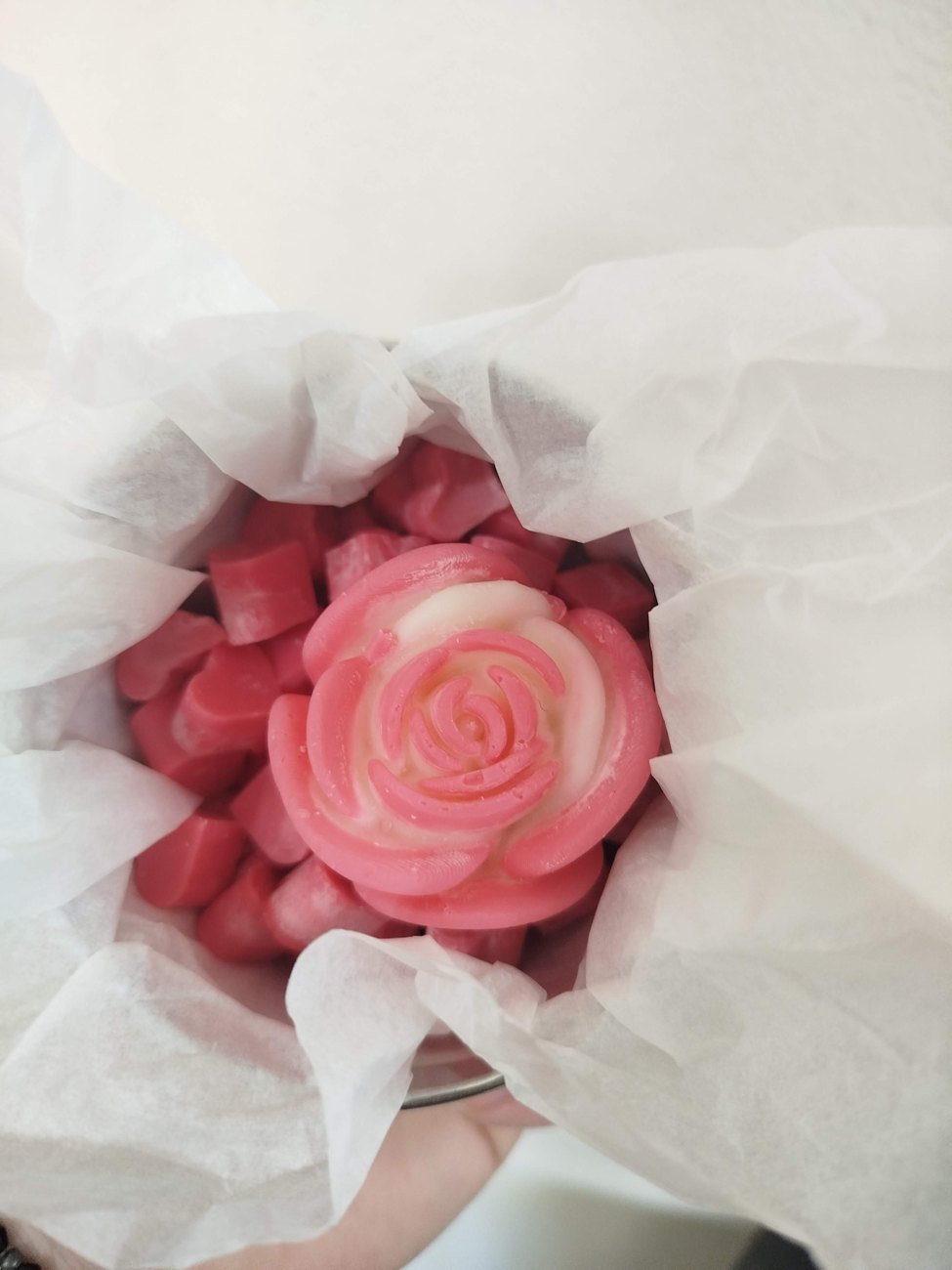 Wax melts en lata con rosa