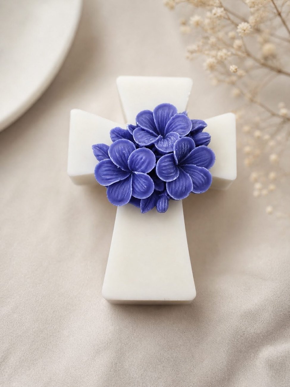Vela Cruz con hortensia