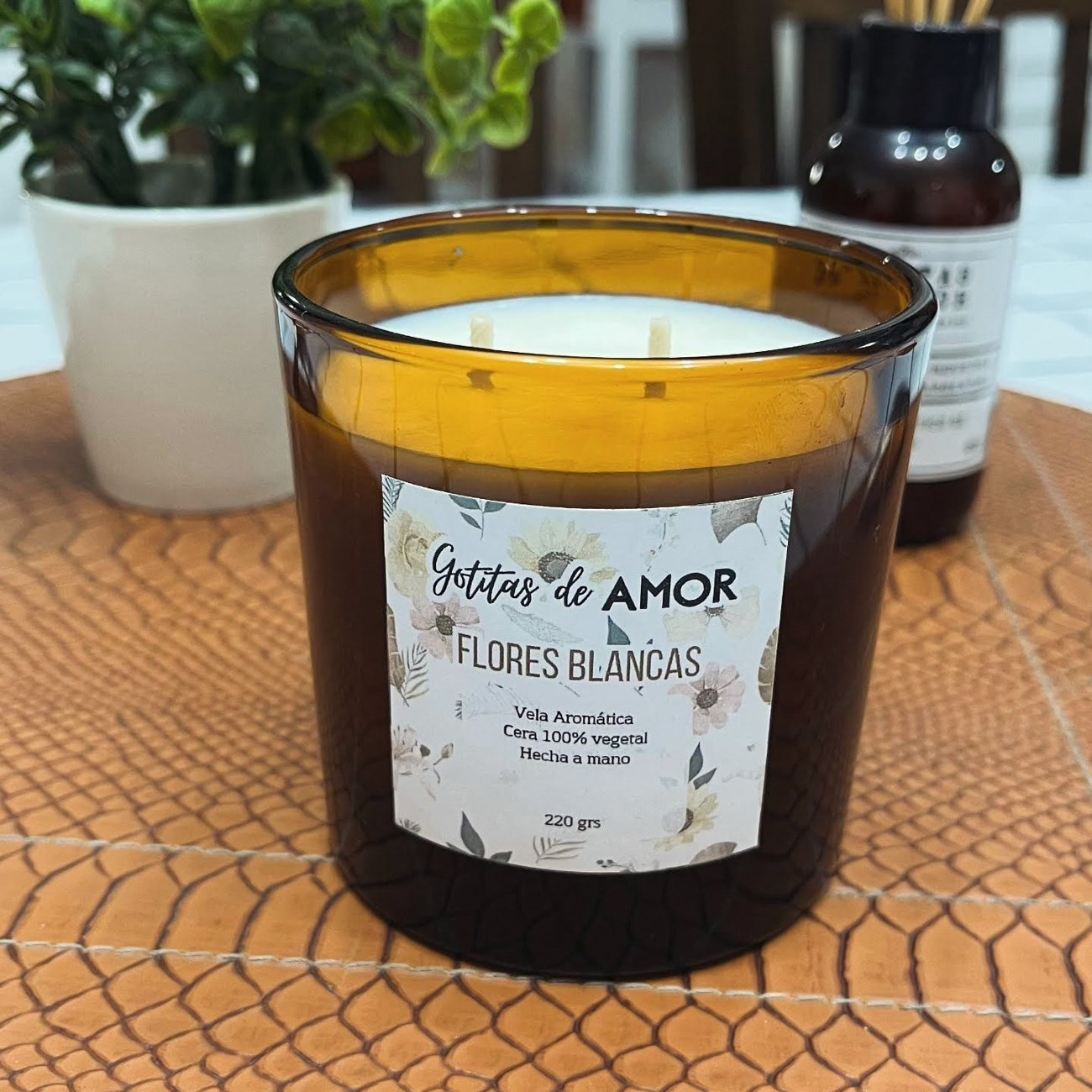 Vela en vaso ámbar